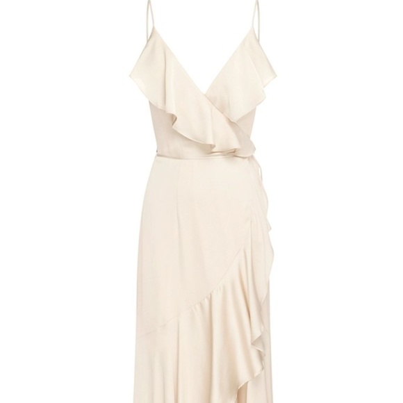 luxe bias frill wrap dress